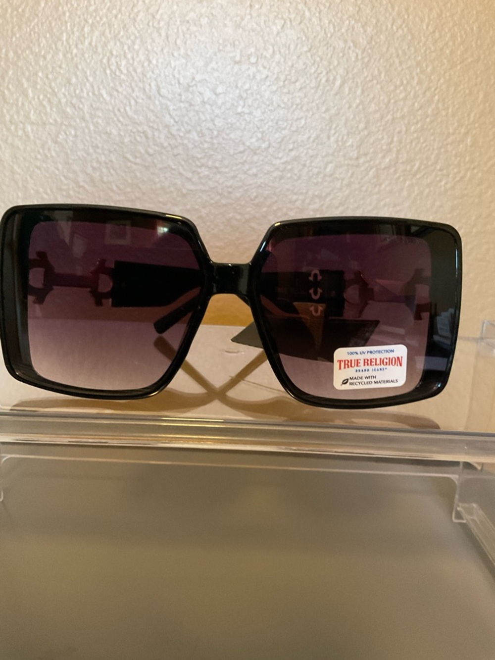 True Religion Women’s Trendy Oversized Black UV Protection Sunglasses TR56234X